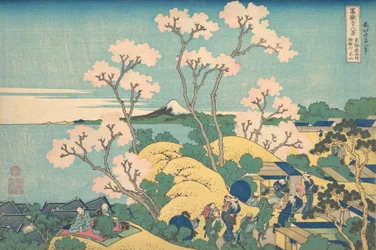 Fuji vanaf Gotenyama aan de Tokaido in Shinagawa