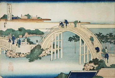Humpback Bridge bij de Kameido Tenjin-brug, tussen 1827 en 1830