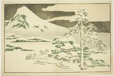 Mount Fuji in de winter, uit Het prentenboek van realistische schilderijen van Hokusai (Hokusai shashin gafu)