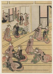 Nieuwjaarsdagen in het Theehuis Ogi-ya, c.1810