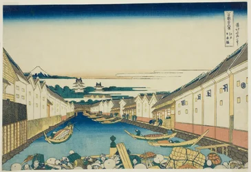 Nihonbashi-brug in Edo (Edo Nihonbashi), uit de serie "Zesendertig Zichten op de berg Fuji (Fugaku sanjurokkei)"