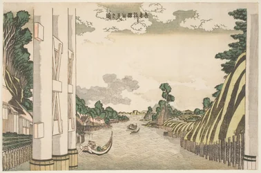 Afbeelding van de Sumida-rivier gezien vanaf de Azuma-brug