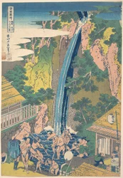 De Rōben-waterval bij Ōyama in de provincie Sagami (Sōshū Ōyama Rōben no taki), uit de serie „Een rondreis langs watervallen in verschillende provincies“ (Shokoku taki meguri)