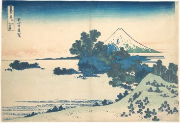 Shichirigahama in de provincie Sagami (Sōshū Shichirigahama), uit de serie „Zesendertig gezichten op de berg Fuji“ (Fugaku sanjūrokkei)