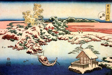 Sneeuwlandschap bij de Sumida-rivier, ca. 1832