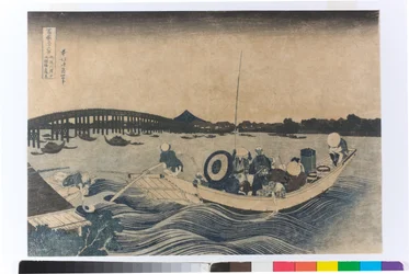 Zonsondergang bij de Ryogoku-brug