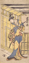 De Acteur Nakamura Noshio II, in Vrouwelijke Rol, Met een Shakuhachi, 1796