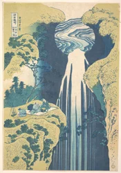 De Amida-waterval in de uithoeken van de Kisokaidō-weg (Kisoji no oku Amida-ga-taki), uit de serie Een rondreis langs watervallen in verschillende provincies (Shokoku taki meguri)