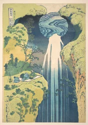 De Amida-waterval in de uithoeken van de Kisokaidō-weg (Kisoji no oku Amida-ga-taki), uit de serie „Een rondreis langs watervallen in verschillende provincies“ (Shokoku taki meguri)