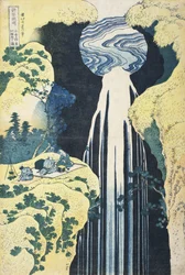 De Amida-watervallen in de uithoeken van de Kisokaidō-weg