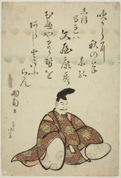 De dichter Bunya no Yasuhide, uit de serie Zes Onsterfelijke Dichters (Rokkasen)