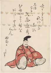 De dichter Bunya no Yasuhide, uit de serie Zes Onsterfelijke Dichters (Rokkasen)