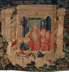 Geschiedenis van Sint Piat en Sint Eleuthère, ook wel tapijt van Arras genoemd. Besteld door kanunnik Toussaint Prier, kapelaan van de hertog van Bourgondië, eind 14e-begin 15e eeuw (wandtapijt)