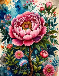 Levendig roze pioenroos