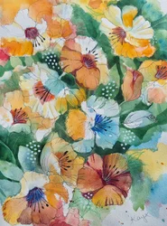 Levendige viooltjes in aquarel