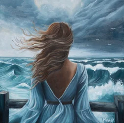 Vrouw Oceaan Storm
