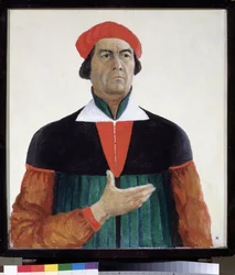 Zelfportret 1933 Staats Russisch Museum - schilderij van Kasimir Severinovich Malevitch (1878-1935)