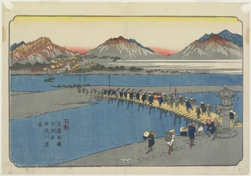 Nr. 11: Veerhaven aan de Kanna-rivier bij Honjo_ Station, 1830-1844