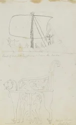 Boot van oude Egyptenaren uit de graven/Koningsstoel