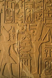Detail van reliëf uit de Witte Kapel van Senusret I in Karnak, Middenrijk; Beeldt Horus af