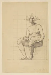 Naaktstudie voor "Het Actieve Leven," Lunet in het Administratiegebouw, Oberlin College, Oberlin, OH