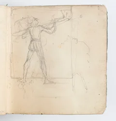 Schetsboekpagina: Schets van Figuur in Kousen