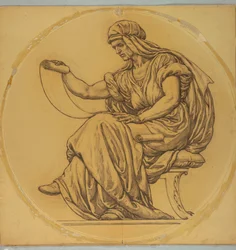Studie voor "Leren," Lunet in Hudson County Courthouse, Jersey City, NJ