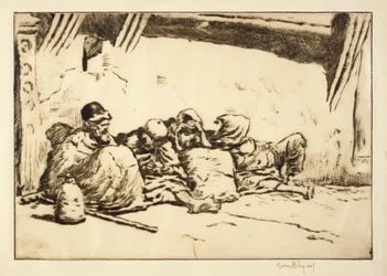 Bedelaars bij de muur