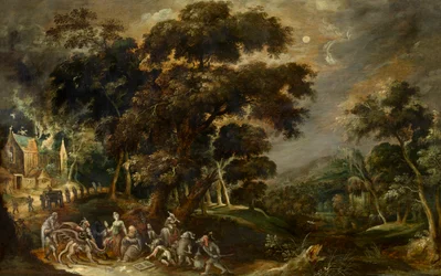 Landschap met de verzoeking van Sint Antonius de Grote van Egypte