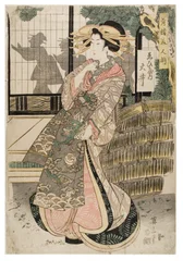 courtisane Oi uit het bordeel Ebiya, uit A Set of Beautiful Women from the Pleasure Quarters, ca. 1811-1814 (houtsnede op papier)