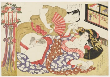 Man en vrouw, uit Selecties uit de brokaatwijk (E-awase kingaishō)