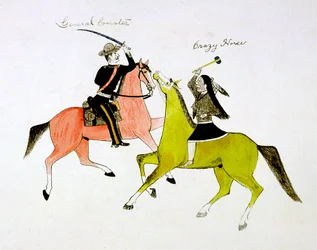 Conflict tussen generaal George Custer en Crazy Horse, Sioux Dakota Indiaan