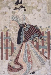 Tsukioka van de Tama-Ya, een Drieluik van Schoonheden en Bloemen