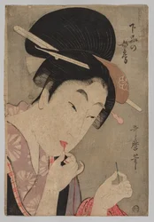 Een echtgenote van lagere rang (Gebon no nyōbō), uit de serie Een gids voor eigentijdse vrouwenstijlen (Tōsei onna fūzoku tsū)