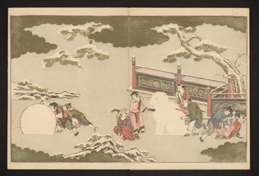 Chinese jongens spelen in de sneeuw