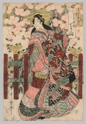 Chōzan van Chōjiya uit de serie Drieluik van Schoonheden voor Jaloezieën