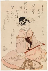 Courtisane met een shamisen