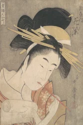 “Hanamurasaki van de Tamaya,” uit de serie Zeven Komachi van de Plezierwijken ..., ca. 1790