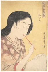 “Hooggeplaatste courtisane” (Oiran), uit de serie Vijf tinten inkt in de noordelijke wijk (Hokkoku goshiki-zumi)
