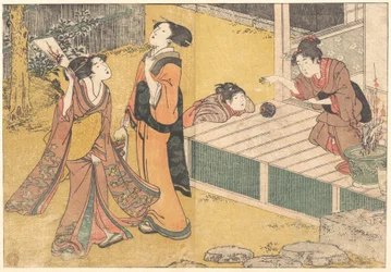 Nieuwjaarsspelen, uit het gedrukte boek „Bloemen van de vier seizoenen“ (Shiki no hana)
