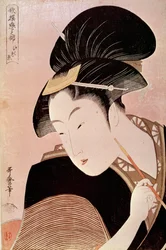 Portret van een vrouw Japanse prent door Utamaro Kitagawa
