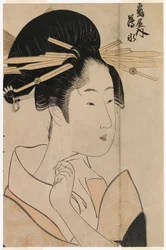 Portret van een geisha uit het Uyo-theehuis
