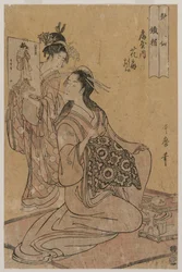 De courtisane Hana-ogi van Ogiya als de Sennin Tekkai (uit de serie Acht onsterfelijken van sensualiteit)