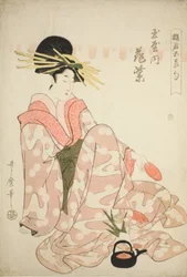 De Courtisane Hanamurasaki van de Tamaya, uit de serie "Courtisanes van de Vijf Festivals (Yukun gosekku)"