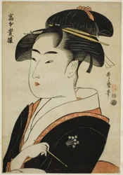 Tomimoto Toyohina, uit de serie "Beroemde Schoonheden van Edo (Edo komei bijin)"