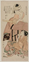 Vrouwen bij een draagstoel (uit de serie Chinese en Japanse gedichten van zevenjarige meisjes van recente tijden)