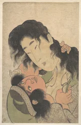 Yamauba speelt met Kintarō