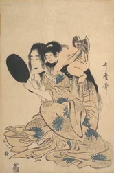 Yamauba maakt haar tanden zwart en Kintoki, ca. 1795.