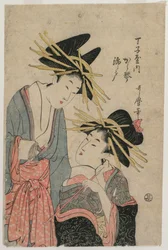 De Courtisanes Karagoto en Nishikido van Chojiya