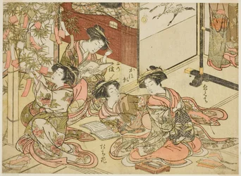 Courtisanes van de Shin Kanaya, uit de serie "Spiegel van mooie vrouwen van de plezierwijken (Seiro bijin awase sugata kagami)," deel 2